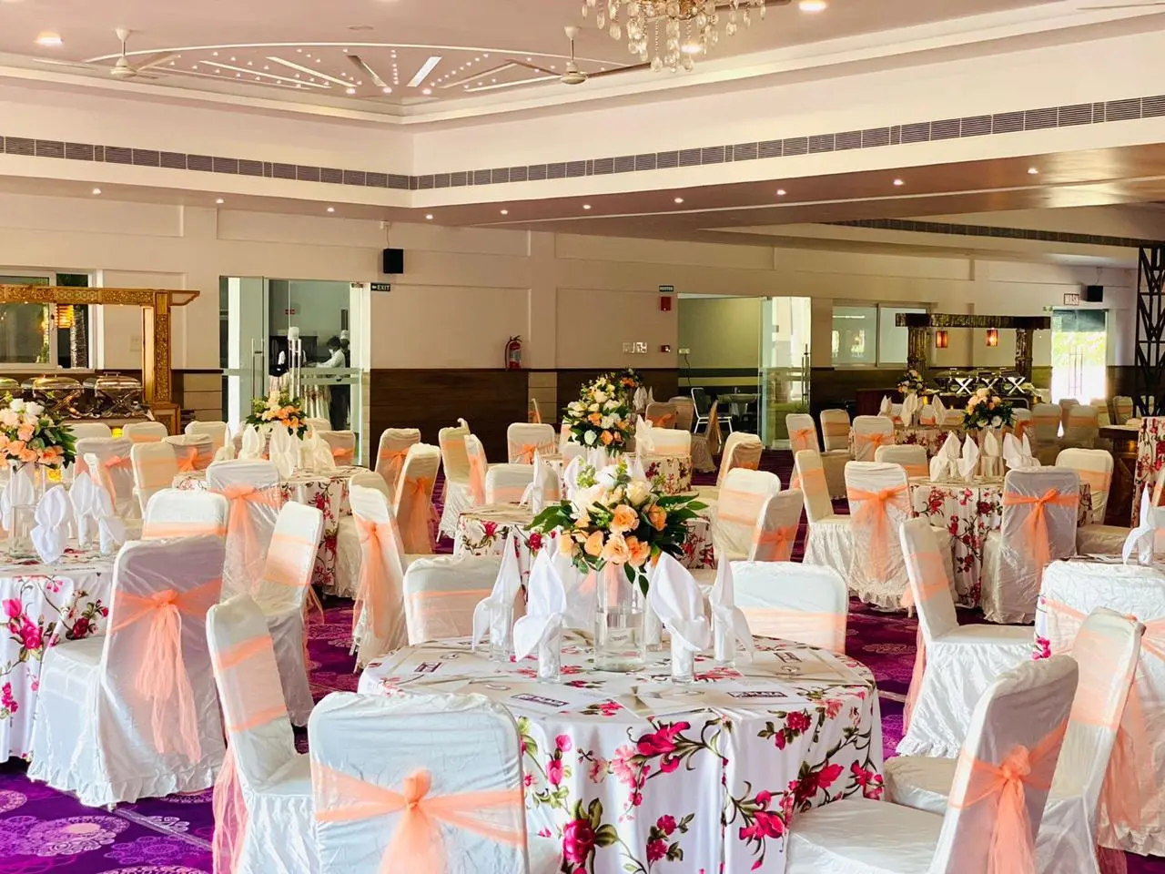 Elegant banquet hall setup.