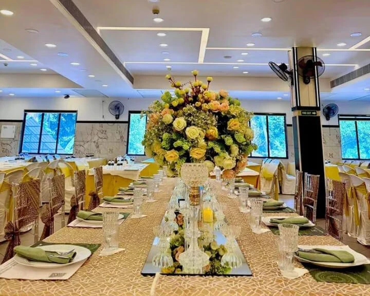 Elegant banquet hall setup.